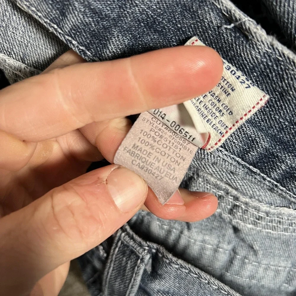 True Religion Rainbow Billy Jeans Mens 32x26 Blue Straight Stitch USA‎ Denim